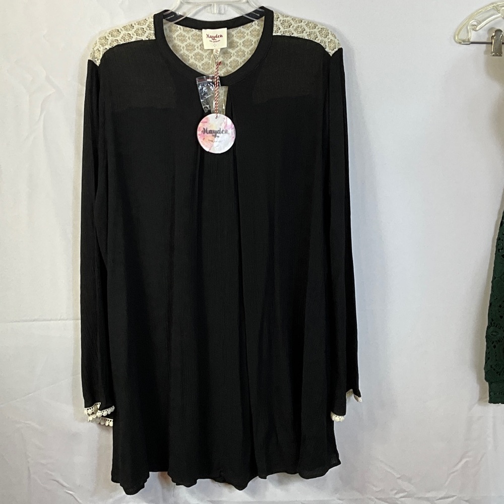 Hayden Los Angeles Laced Back Black And Cream Mini/Midi Dress New